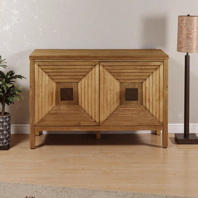 Armoire d'appoint 2 portes avec tablettes réglables - Armoire de rangement transitionnelle moderne en bois pour le salon, le vestibule et le bureau personnel, finition orme naturelle
