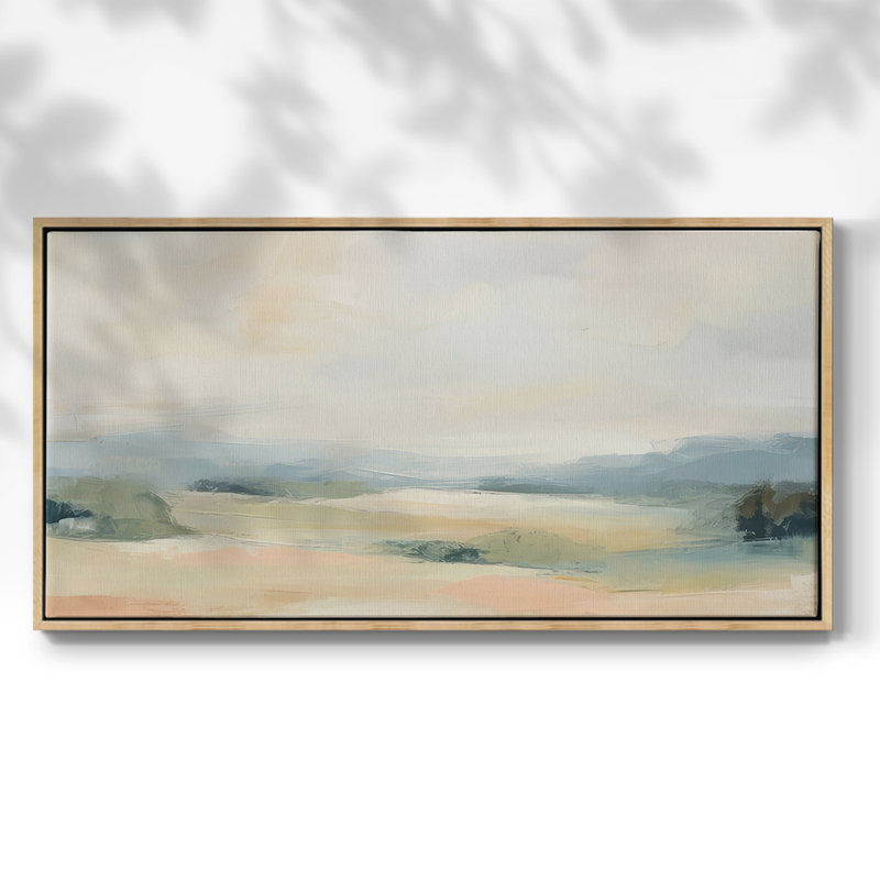 Chanson de la nature abstraite II - Toile tendue avec châssis encadré - Prêt à être accroché, H 25 po x l 49 po, Naturel