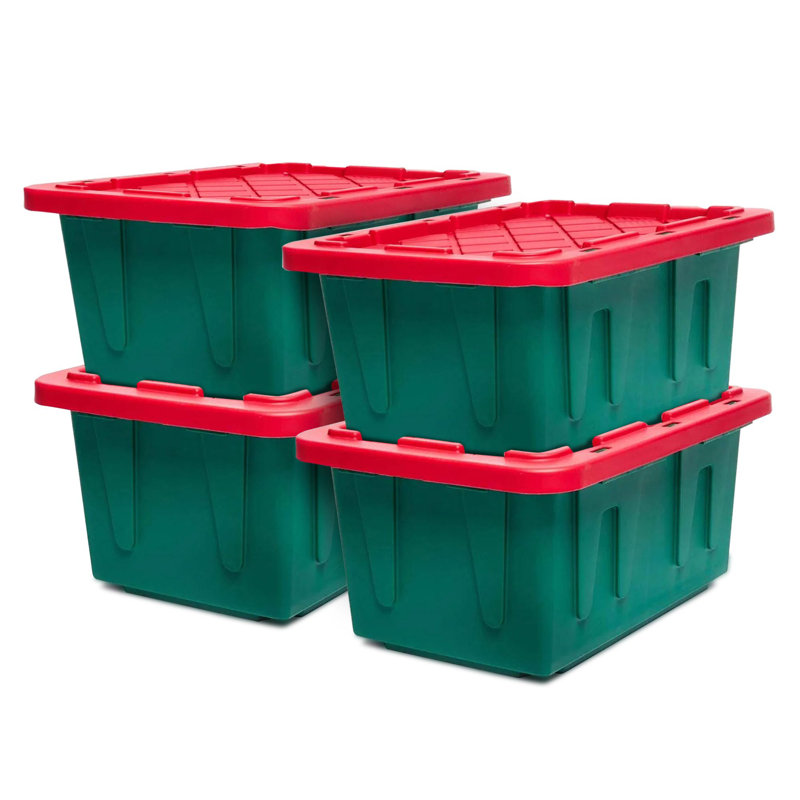 HOMZ Durabilt, bacs de rangement en plastique robustes avec couvercles, Glacière 60 qt., Ensemble de 4