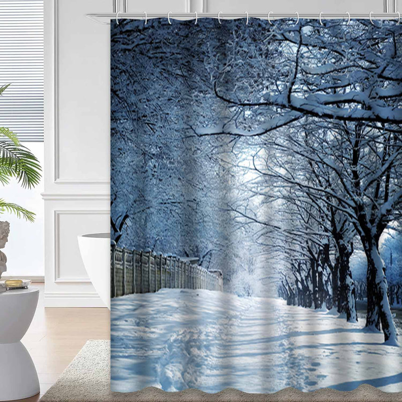 Rideau de douche Winter Snow Christmas, L 72 po x l 84 po