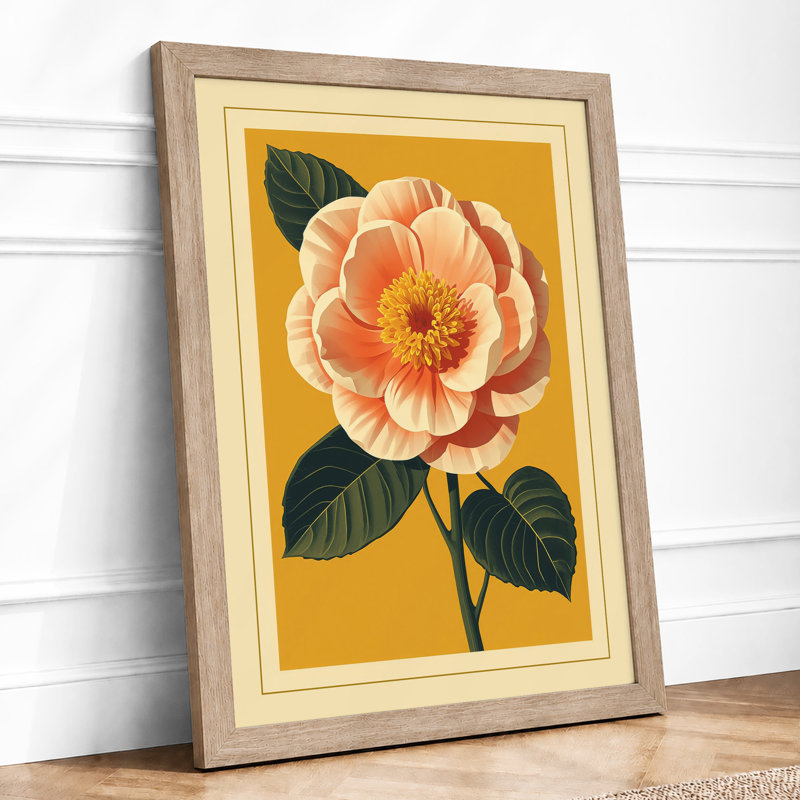 Peach Rose Study Botanical - Print, Oak, A4 - 29.7 x 21.0 cm