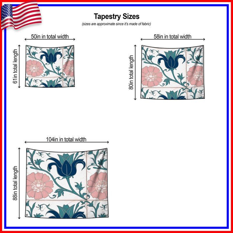 Tapisserie murale «Blue Pink», H 104 po x 88 avec 4 œillets