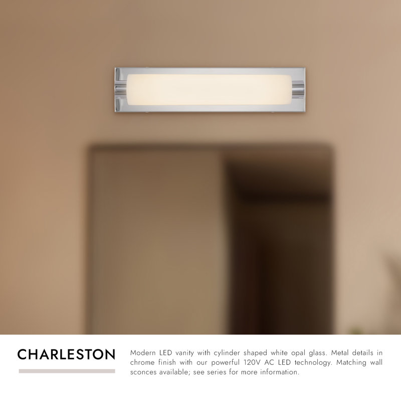 Charleston 19-in Black dimmable LED Bathroom Vanity Light, Antique Brass