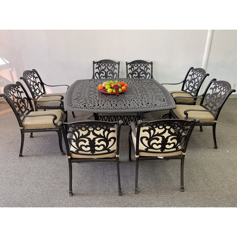 Amaaz 8 - Person Patio Dining Set with Square Table , Cushions Included