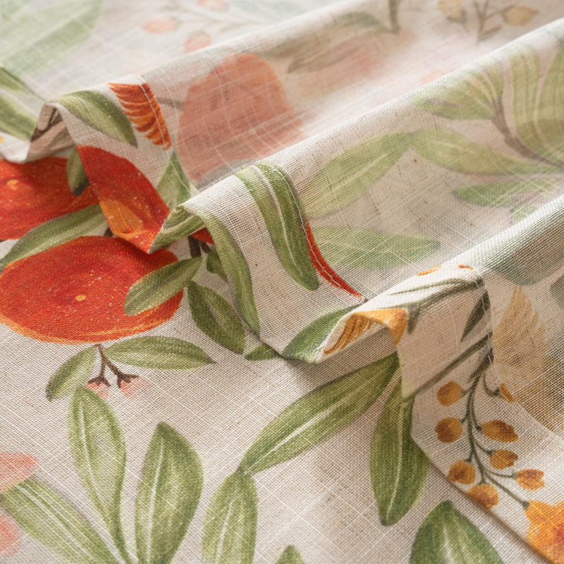 Orange Harvest Linen Valances for Windows Light Filtering Floral Kitchen Valance Autumn Fall Printed Vintage Privacy Topper