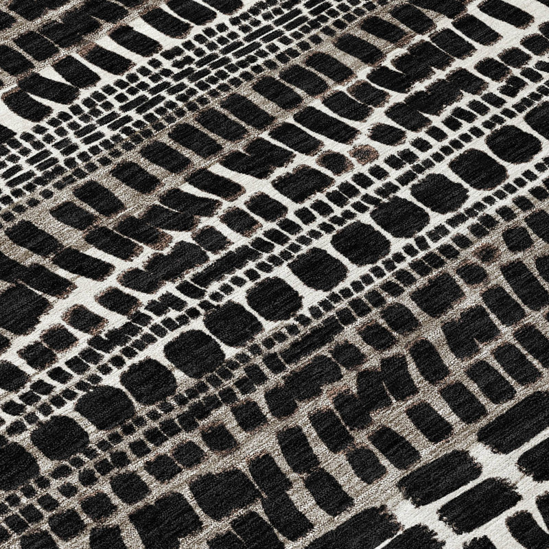 Tapis abstrait intérieur / extérieur lavable à la machine Chantille ACN2540, Noir, Rectangulaire 3 pi x 5 pi
