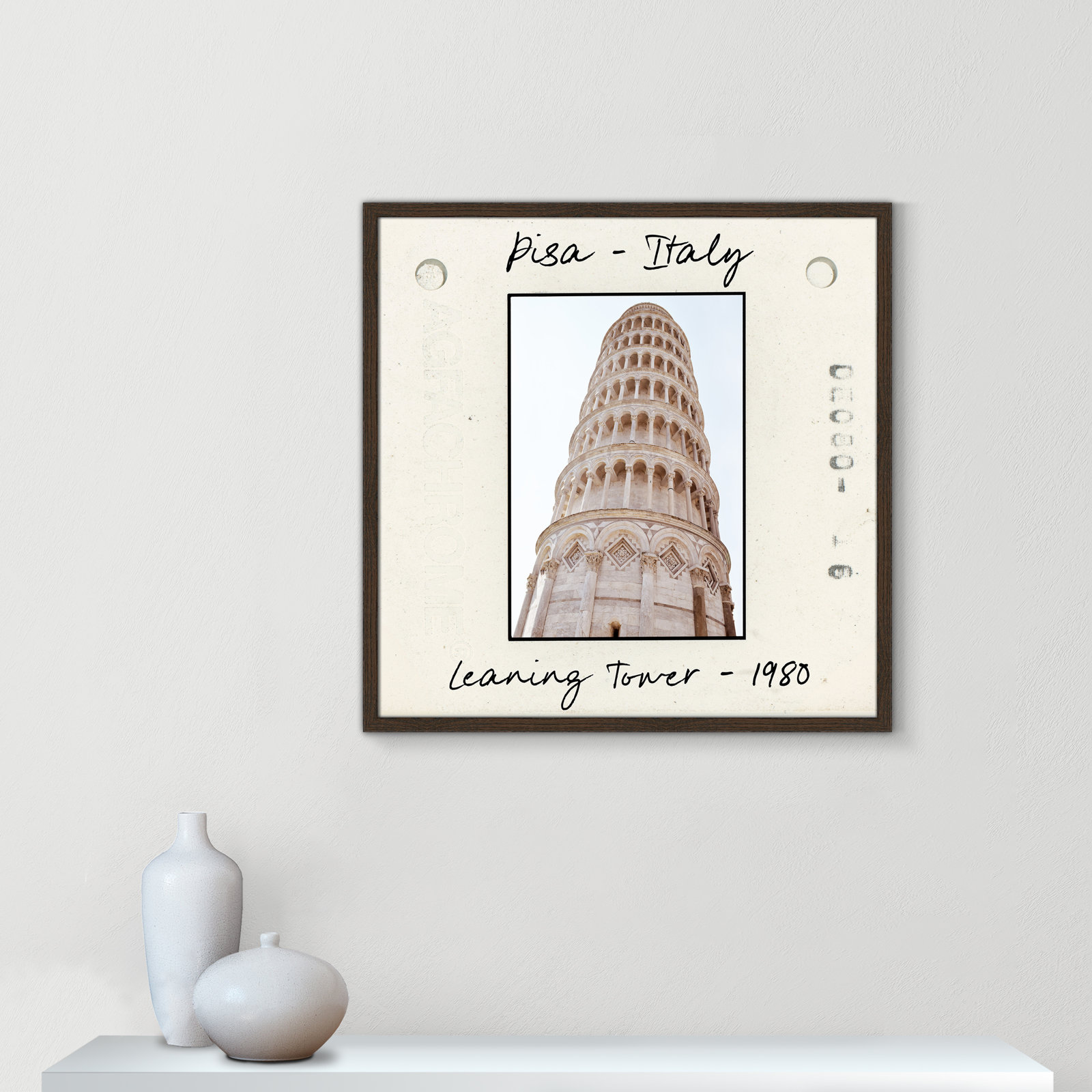 Ritona "Pisa, Italy - Leaning Tower" Print, Walnut Single Picture Framed Paper, 27.5" H x 27.5" W x 0.75" D