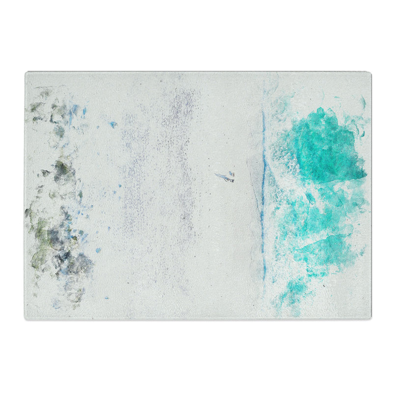 Tempered Glass Walking on the Beach Watercolour Chopping Board, 20 cm x 28.5 cm