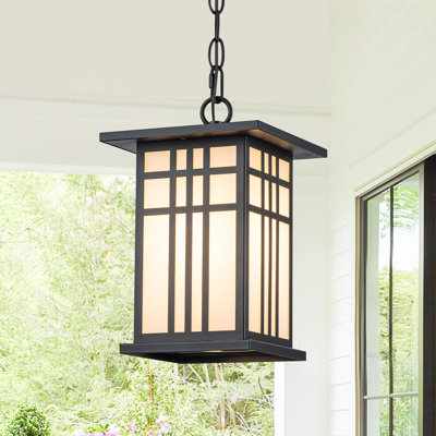 Lanterne suspendue d'extérieur avec verre blanc Craftsman, 1 lumière Mission Mission