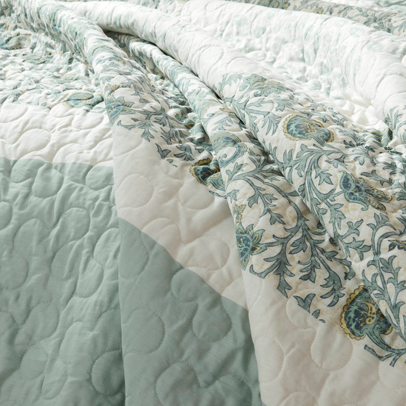 Courtepointe double / grand en coton 6 pièces et coussins décoratifs pour lit captivant avec lit douillet, Turquoise