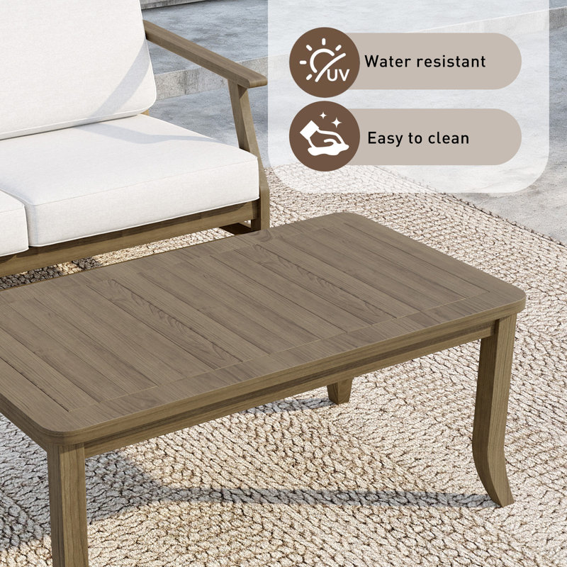Solid Wood Teak Outdoor Coffee Table, Brown