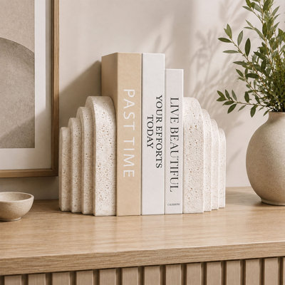 Modern Arch Resin Bookends Set for Heavy Books