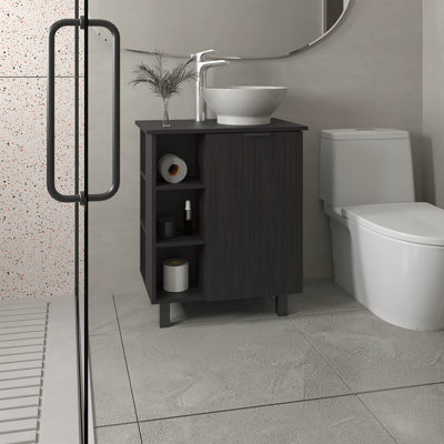 Vanity With Sink, 1 Door, 4 Legs, 5 Shelves