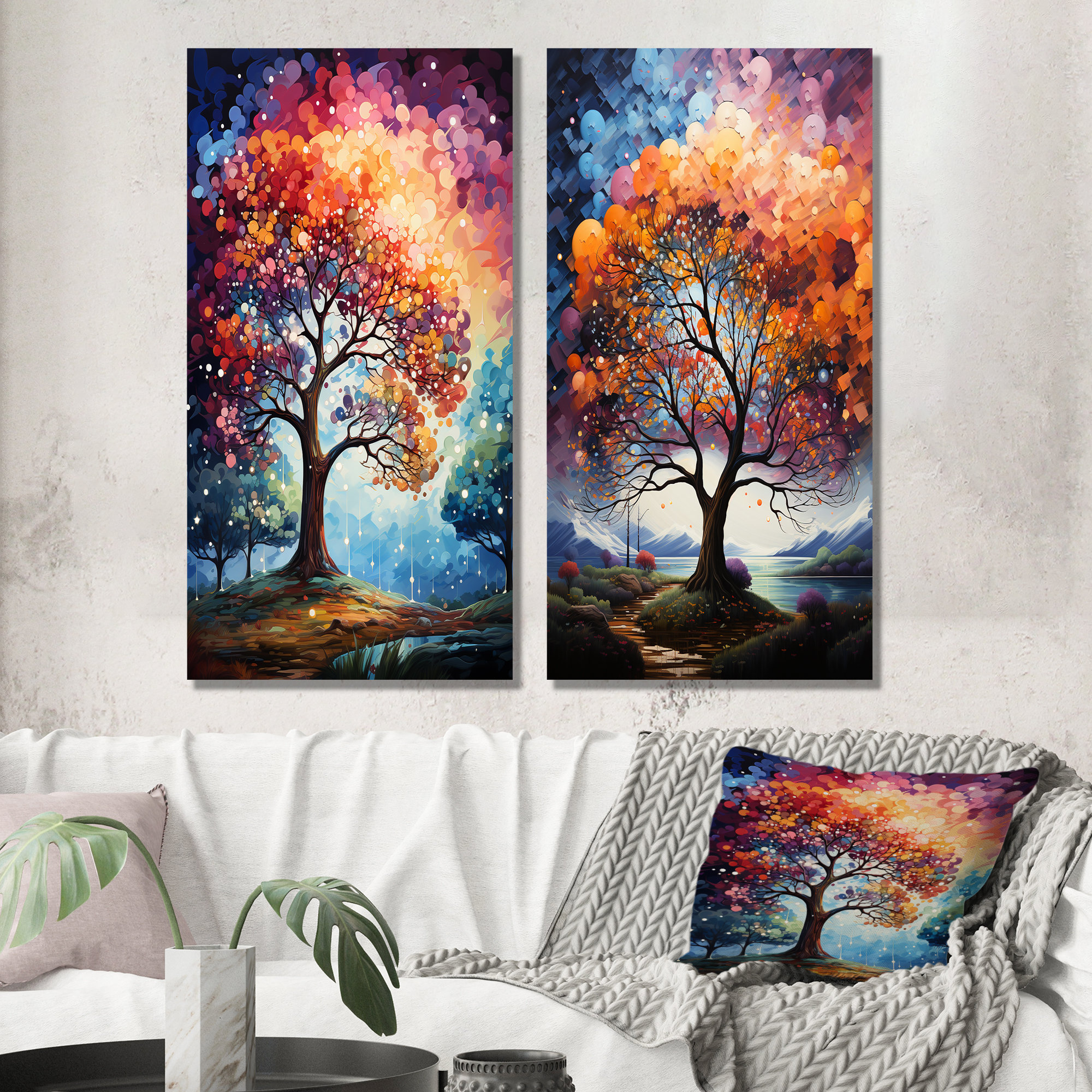 Winston Porter Oak Trees Rainbow Of Colors - Tree Oak Canvas Wall Art ...