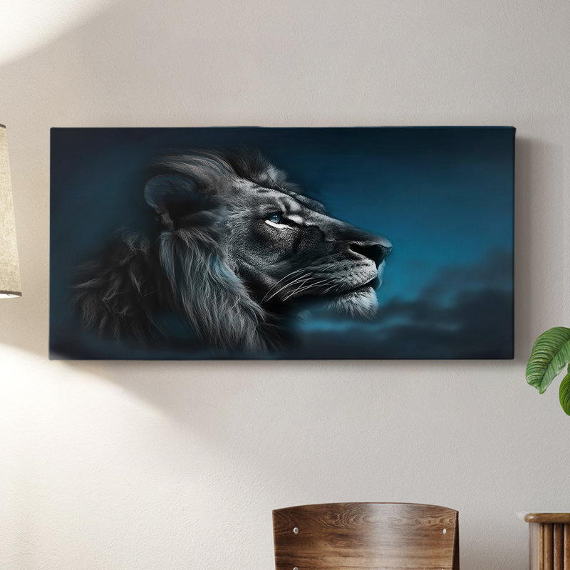 Portrait d'un lion - Toile tendue avec châssis - Prêt à accrocher, H 24 po x l 48 po