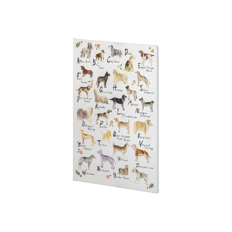 Toile texturée «Dog Alphabet» par Melissa Wang, H 36 po x l 24 po x P 1,5 po