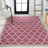 Trebol Moroccan Trellis Textured Weave Fuchsia/Light Gray Indoor/Outdoor Rug-2027056744