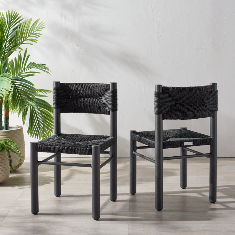 Romona Rattan Weaving Outdoor Dining Chair, Black