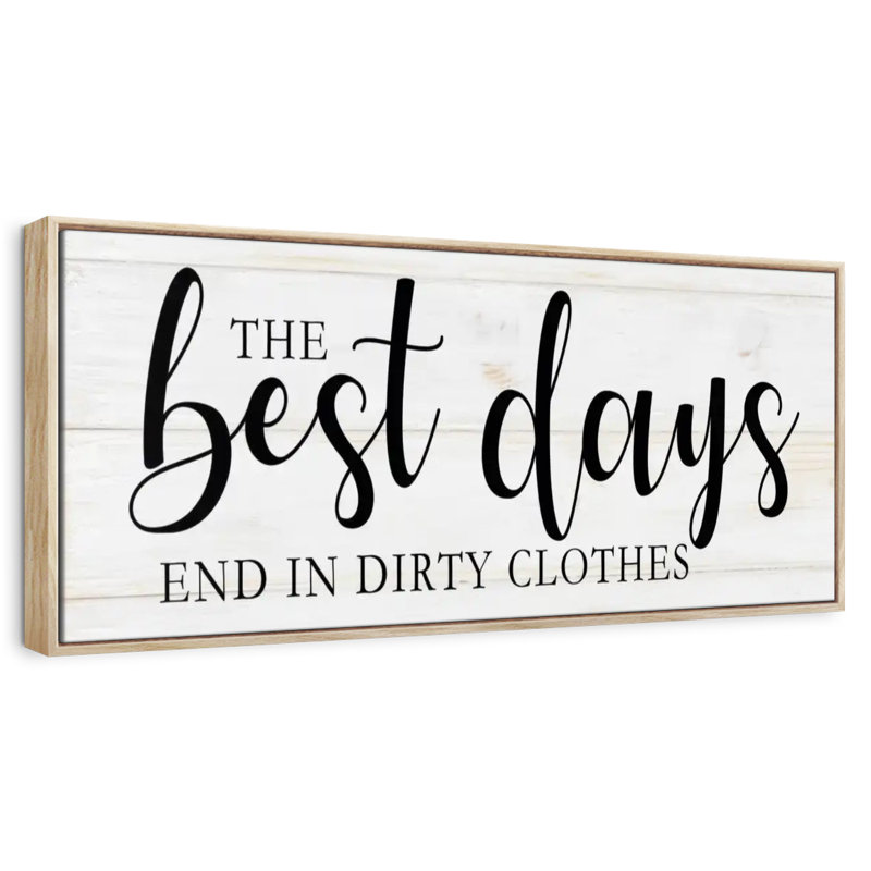 Laundry Words III, Floating Frame Natural Wood, 28" X 10"