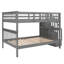 Stairway Full-Over-Full Bunk Bed With Storage And Guard Rail For Bedroom, Dorm, Grey