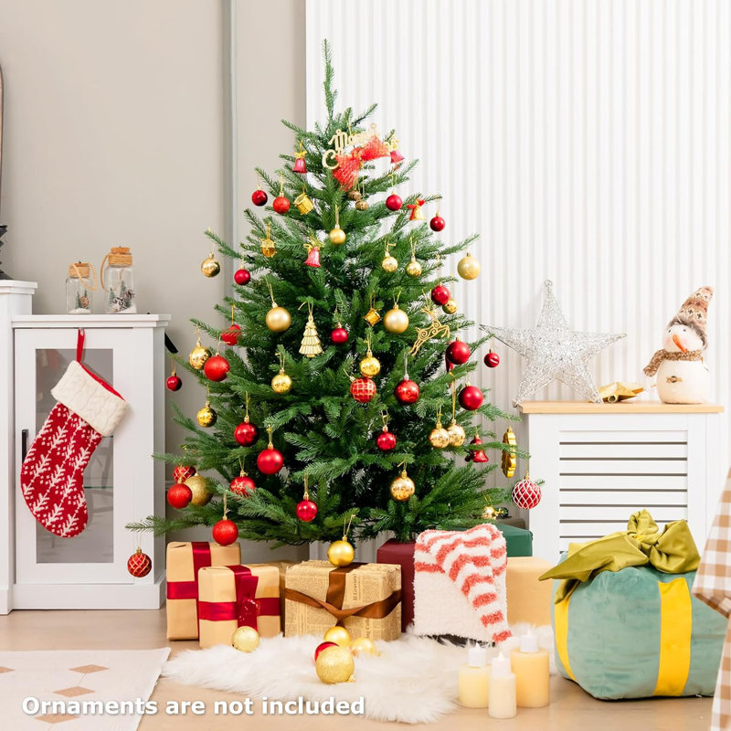 Lighted Artificial Pine Christmas Tree, 136cm H
