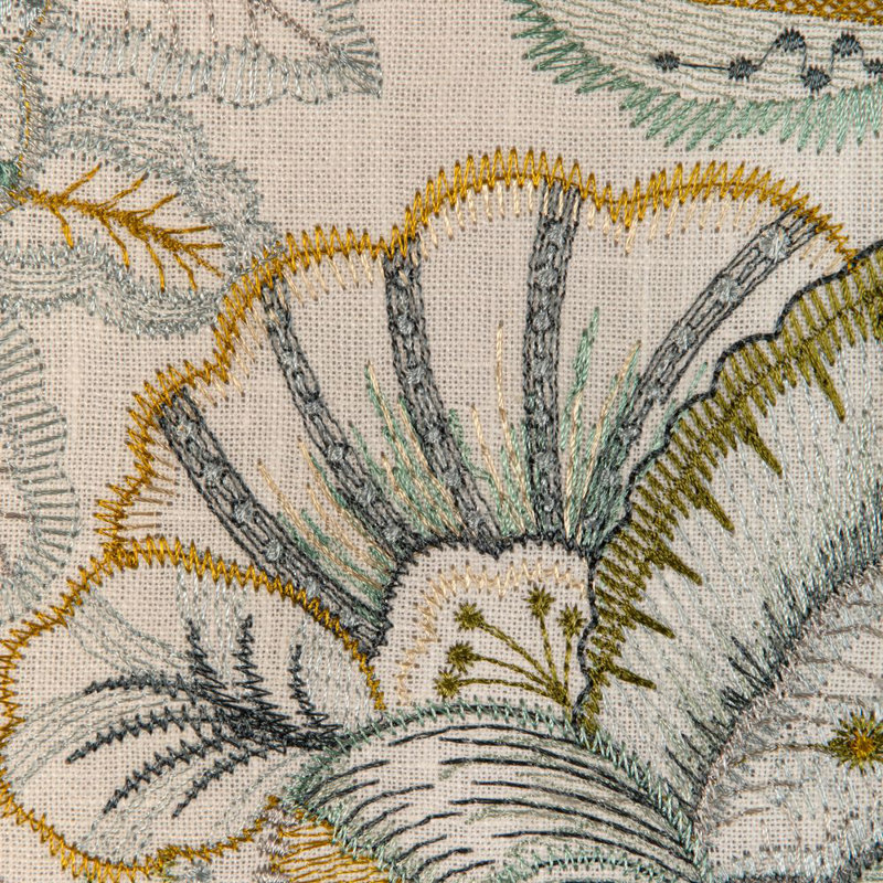 Eden Embroidery, Gold/Green/Beige