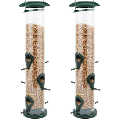 2 Pack Classic Tube Bird Feeders For Outdoors Hanging Bird Feeder With 6 Feeding Ports 2LB Seed Capacity Wild Bird Feeders 14Inches