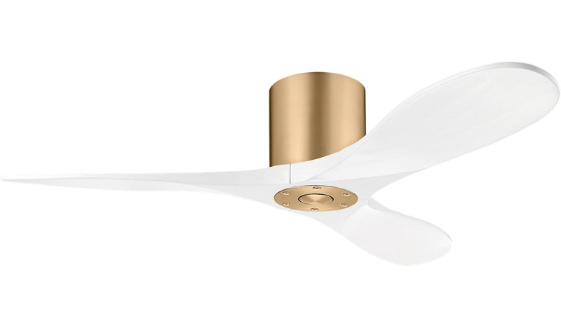 Maverick Smart Hugger Ceiling Fan, 44" Wide, Burnished Brass, Matte White