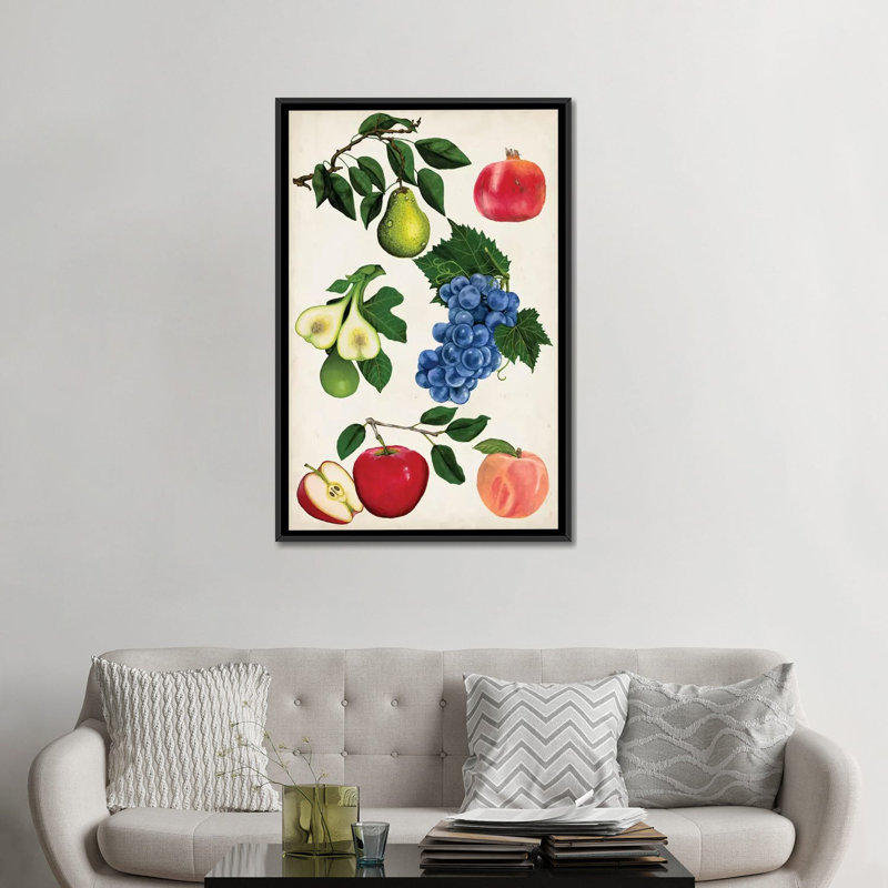 « fruit collection i », impression sur toile, H 26 po x l 18 po x P 1,5 po, Toile avec cadre noir, Pas de tapis