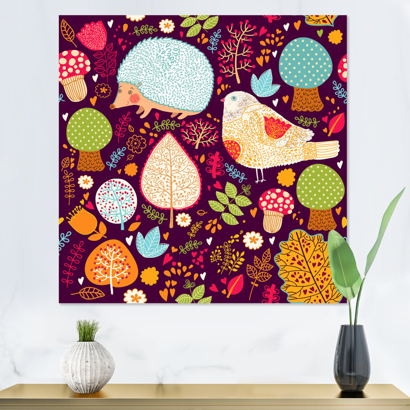 Formes abstraites dans des couleurs rétro vibrantes - Impression sur toile, H 16 po x l 16 po, Toile tendue