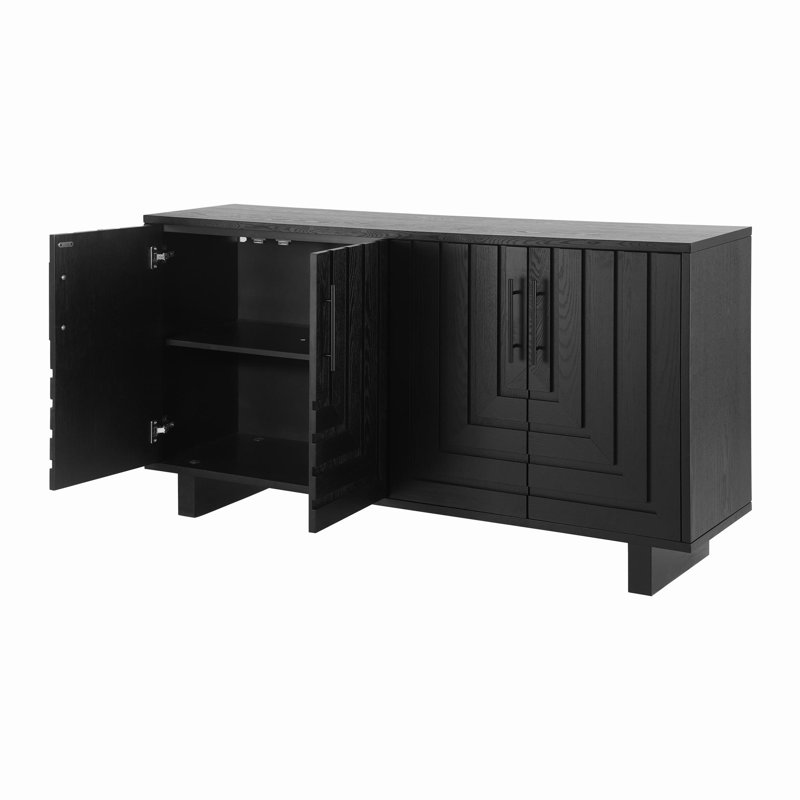Buffet 59 po Casey avec 4 portes et tablette réglable, Black