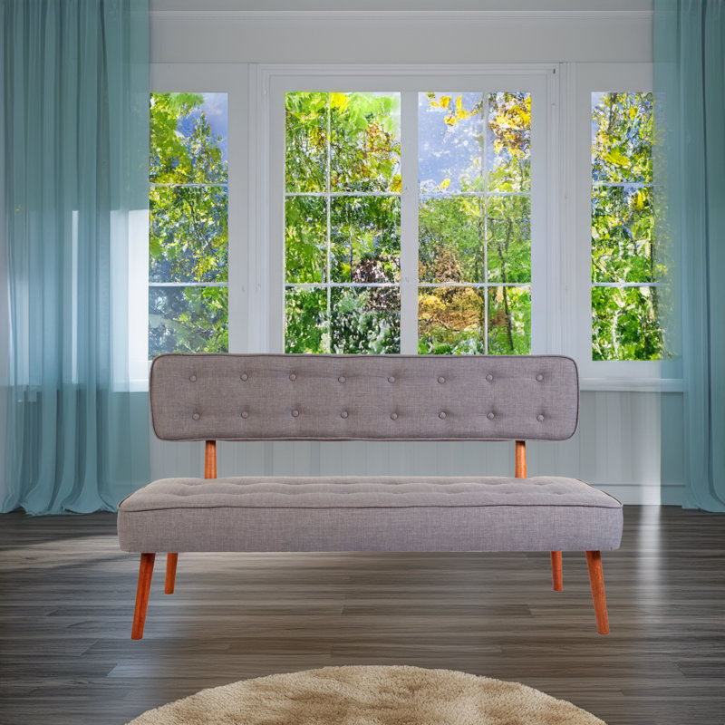 Banc rembourré en polyester, Gris