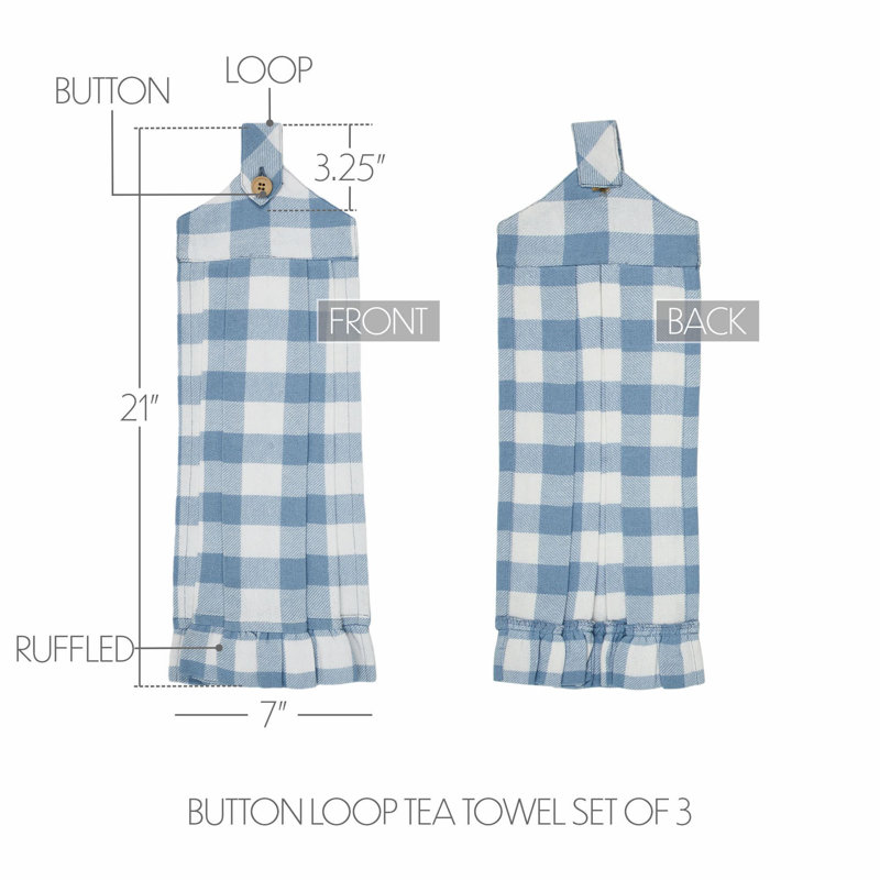 Serviette de cuisine à carreaux Annie Buffalo, Bleu / blanc