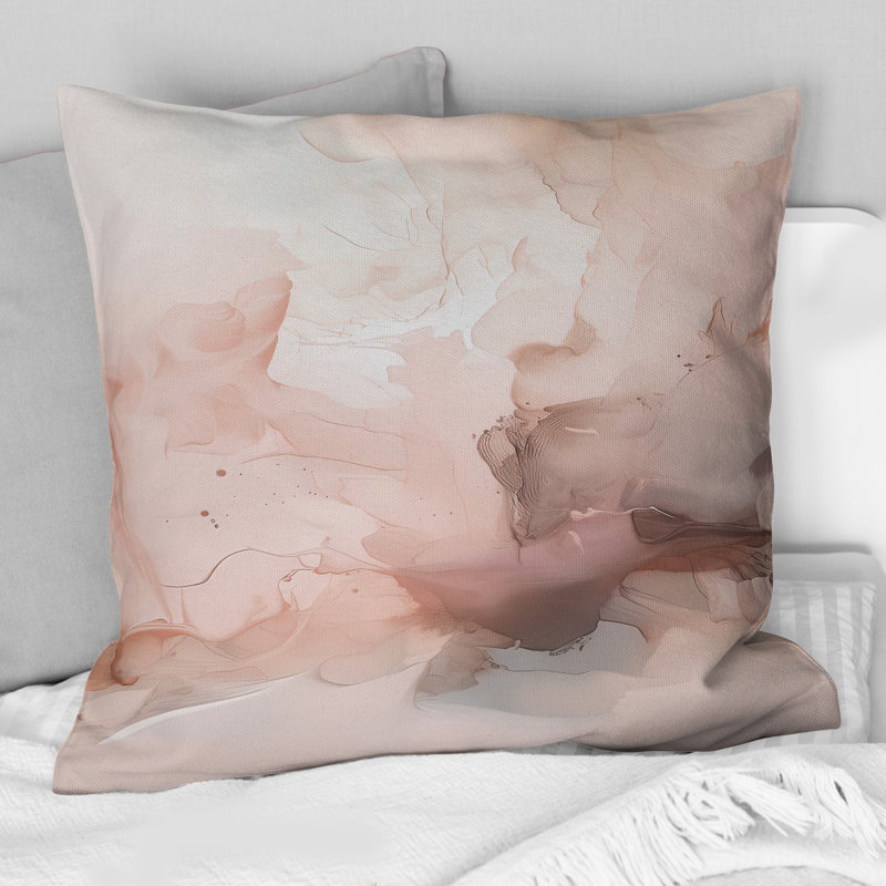 Coussin décoratif rose délicat à motif abstrait marbre I
