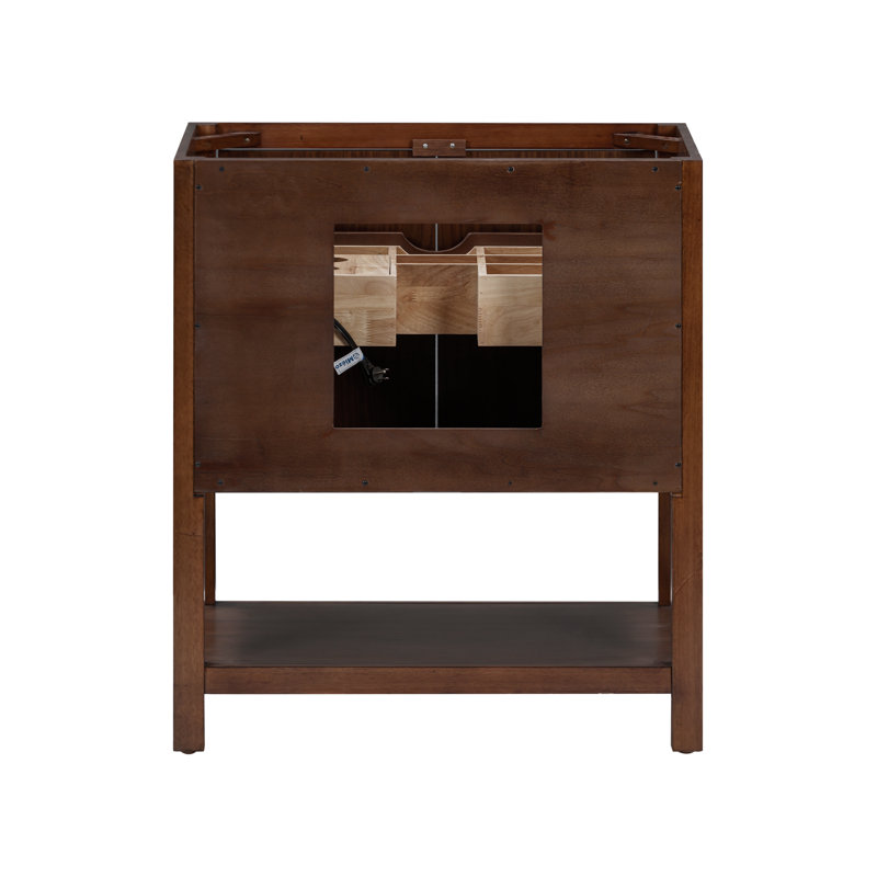 Zoe 30'' Walnut Single Bathroom Vanity Base with Gold Hardware
