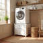 Universal Laundry Pedestal With Storage Drawer & Cabinet, Heavy-Duty Iron Frame Washer And Dryer Stand, Adjustable Feet