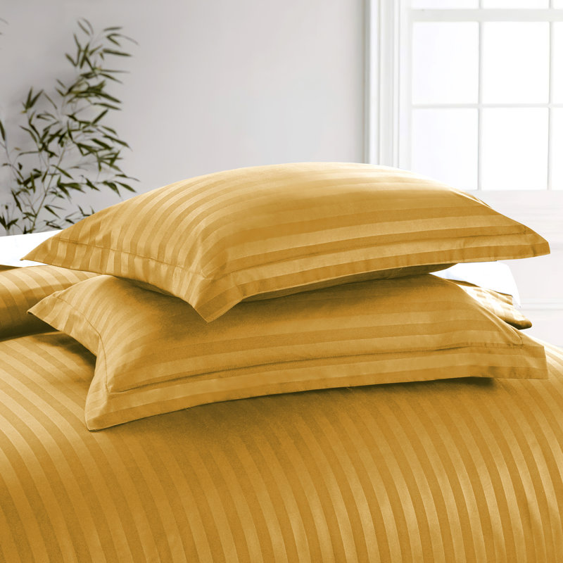 Microfibre 250 Thread Count Reversible Modern & Contemporary Reversible Duvet Cover Set, Double, Ochre