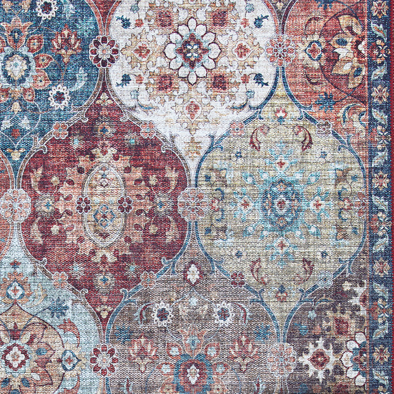 Tapis en polyester cabernet/bleu d’intérieur tissée au métier Hallsville, 9 pi x 12 pi