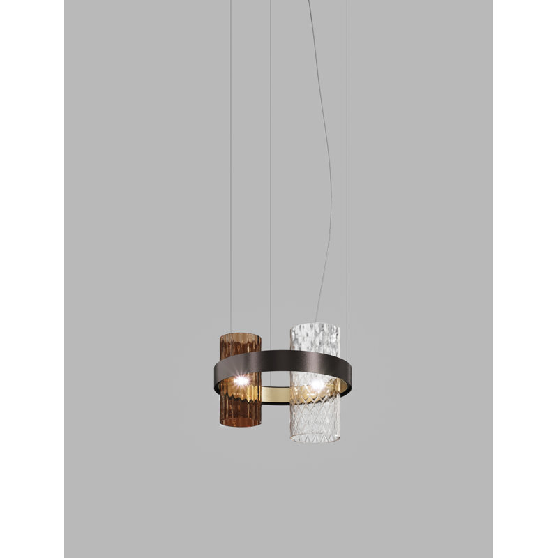 Armonia 2 - Light Chandelier, Burned Earth Crystal, Matte Black;Gold