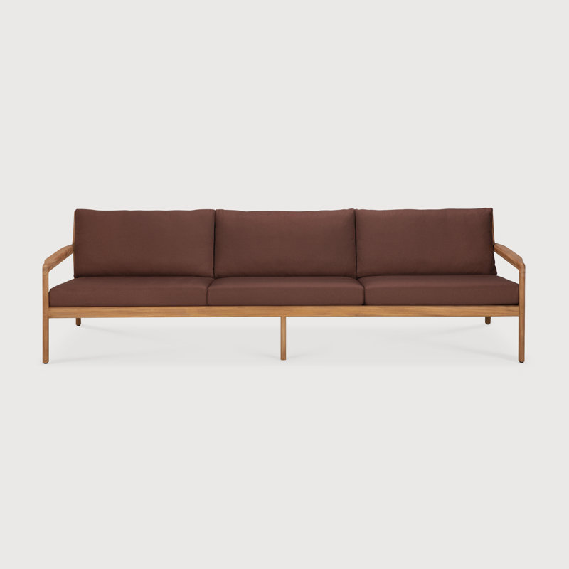 Outdoor 3 - Seat Patio Sofa, Burgandy, Teak