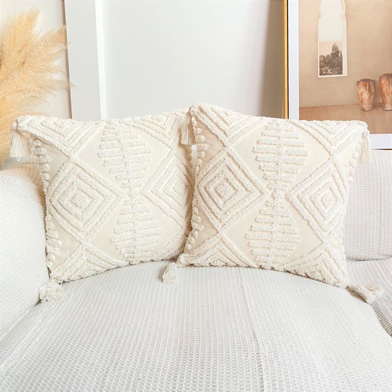 Mandan White Square Scatter Cushion Pillow Cover