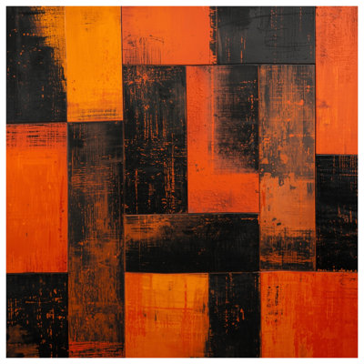 Orange Black Blocks Canvas  Gallery Wrap in Many Sizes