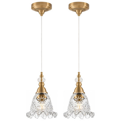 Luminaires suspendus rétro, luminaires suspendus de cuisine sur îlot, hauteur réglable, travaux sur différents plafonds, plafonds et luminaires combinés, ensemble de 2 (or)