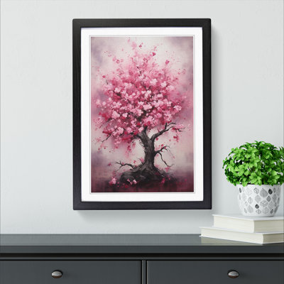 Cherry Blossom Tree Expressionism - Single Picture Frame Print on Wood