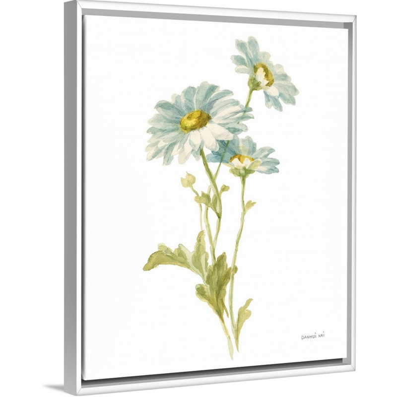 «Floursack Florals on White III», reproduction sur toile, Cadre flottant blanc, H 16 po x l 13 po x P 1,75 po