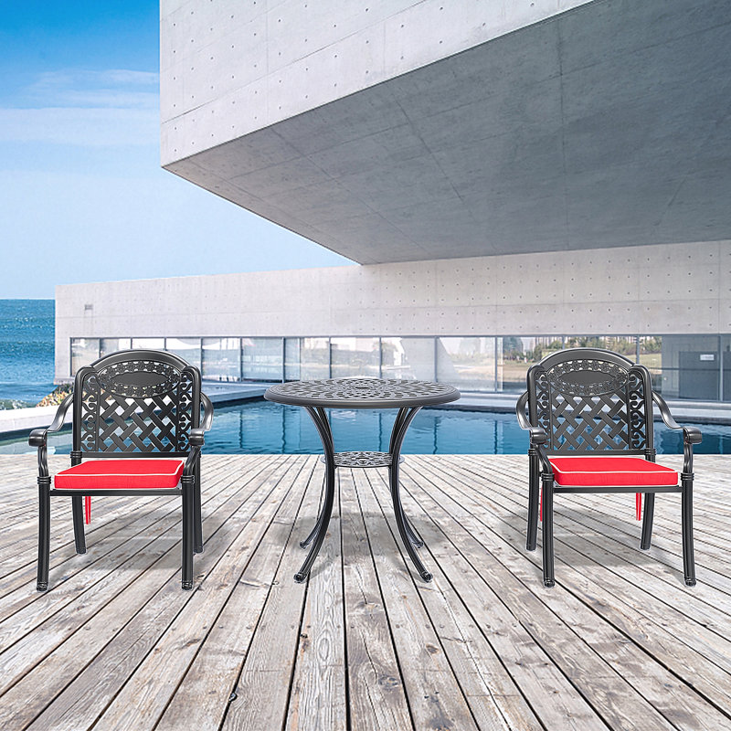 Mobilier de patio en fonte d'aluminium avec coussins, 2