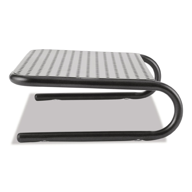 Pearl Black Steel Ergonomic Monitor Stand with Storage
