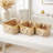Nesting Basket Set Of 3, Rope Handles, Gold Accents, Brown Jute Fabric