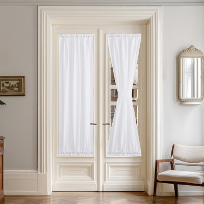  Non-See-Through Sheer Door Curtains for Front Door, Light Filtering Privacy Semi Sheer Window Curtains with Rod Pocket and Tie Back, 1 Panel