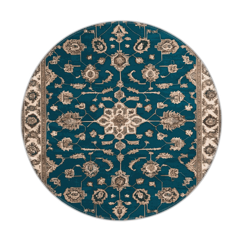 Tapis gris d'intérieur et d'extérieur Tabriz, Rond 5 pi